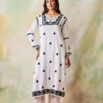 Women's White Long Cotton Kurti | Elegant Solid Straight Kurta for Casual, Office & Festive Wear
